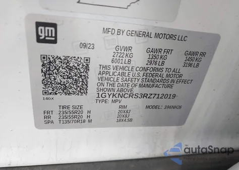 2024 Cadillac Xt5 Fwd Premium Luxury z USA, uszkodzony, nr VIN 1GYKNCRS3RZ712019